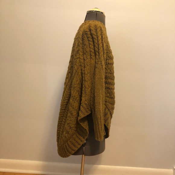 Anthropologie Curved Cable Poncho Sweater - Picture 6 of 10